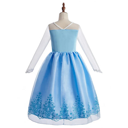 2026 Kid Elsa Anna Costume Girl Birthday Floral Dress Children Snow Queen Performance Fantasy Princess Evening Halloween Costume
