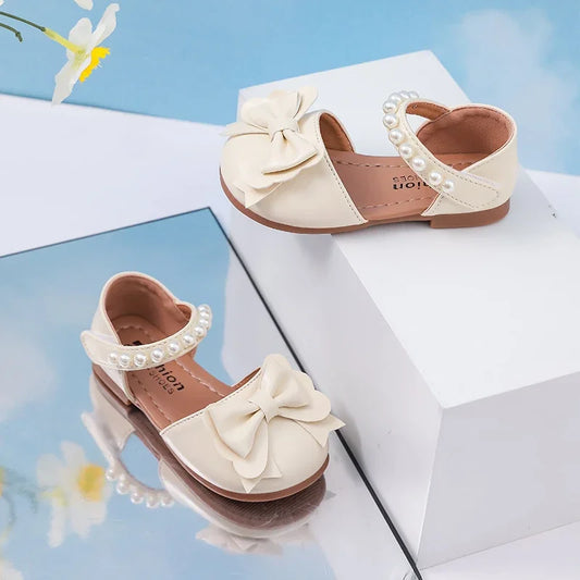 New Children Princess Sandals Sweet Pearl Summer Little Girl Wedding Party Shoes Elegant Fashion Kids Causal Pearl Flat Sandals