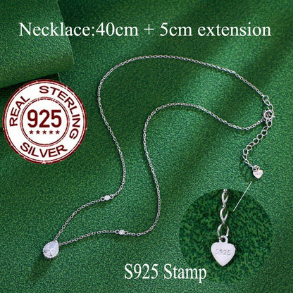 Pure 925 Sterling Silver Pear Cut CZ Stud Earrings Pendant Necklace Set for Women Fine Jewelry Accessories Gift ST005