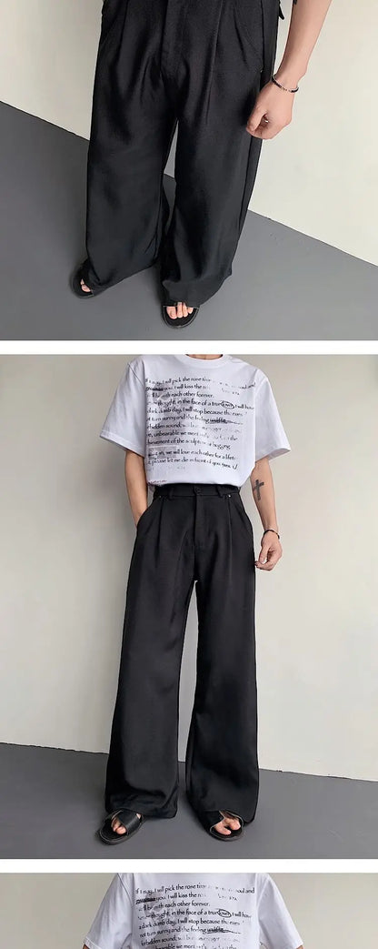 2023 New Black Suit Pants Men Fashion Social Mens Dress Pants Korean Loose Oversized Wide Leg Pants Mens Formal Trousers M-2XL
