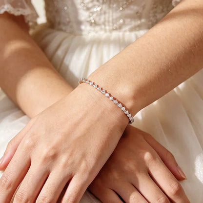 3mm Full Heart Cut Moissanite Bracelet 100% S925 Sterling Silver Plated 18K Gold for Women Party Fine Jewelry Gift