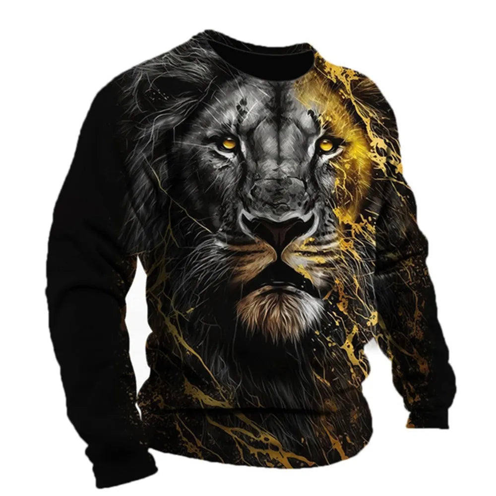 Retro Men's Long Sleeve T-shirt Animal Print Shirt Animal Pattern Clothing Street Apparel Sleeve Top Men's Plus Size XS-5XL