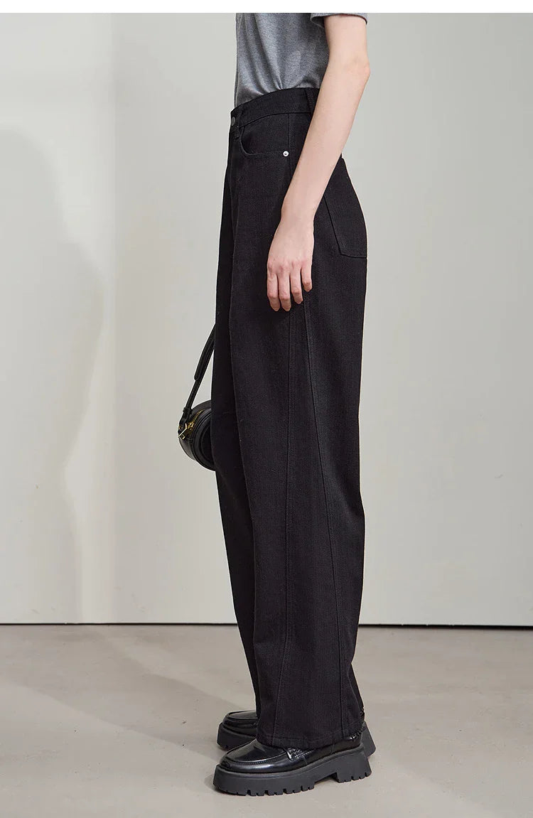 Minimalist 2025 Autumn New Arrival Pants Minimalism Retro Casual Office Lady Pure Cotton Jeans Women Denim Trouser 12543141