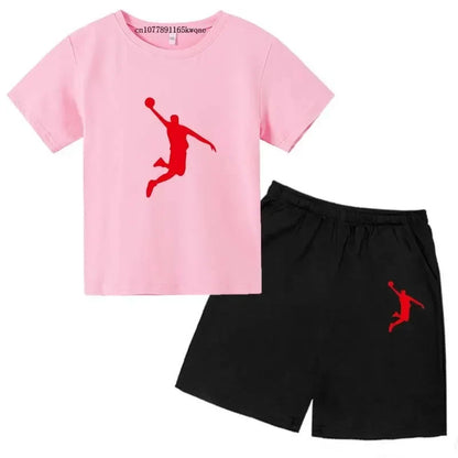 Basketball Idol Print Kids Summer Casual 2pcs T-shirts+Pants Sports Suits 3-13 Years Boys Girls Leisure Outfits Children Clothes