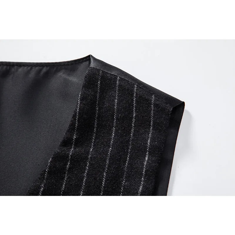 Men Suit Vest Vintage Striped Single-breasted Man Waistcoats Business Casual Slim Sleeveless Male Party Dress Vests
