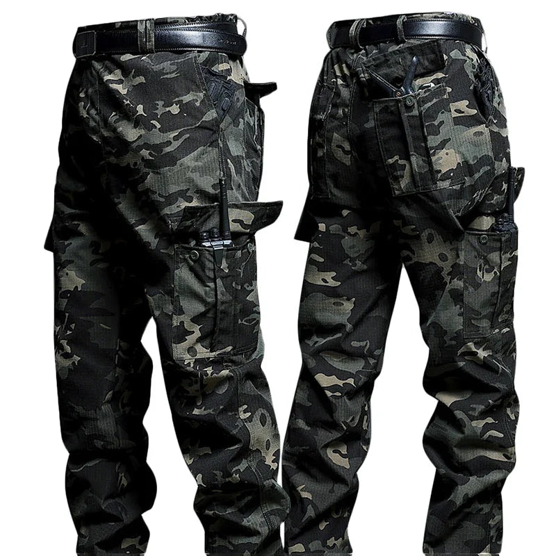 Wear-Resistant Cargo Pants Men Casual Work Stretch Trousers Breathable Multi-Pocket Outdoor Waterproof Training Hiking Pant Male