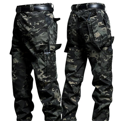 Wear-Resistant Cargo Pants Men Casual Work Stretch Trousers Breathable Multi-Pocket Outdoor Waterproof Training Hiking Pant Male