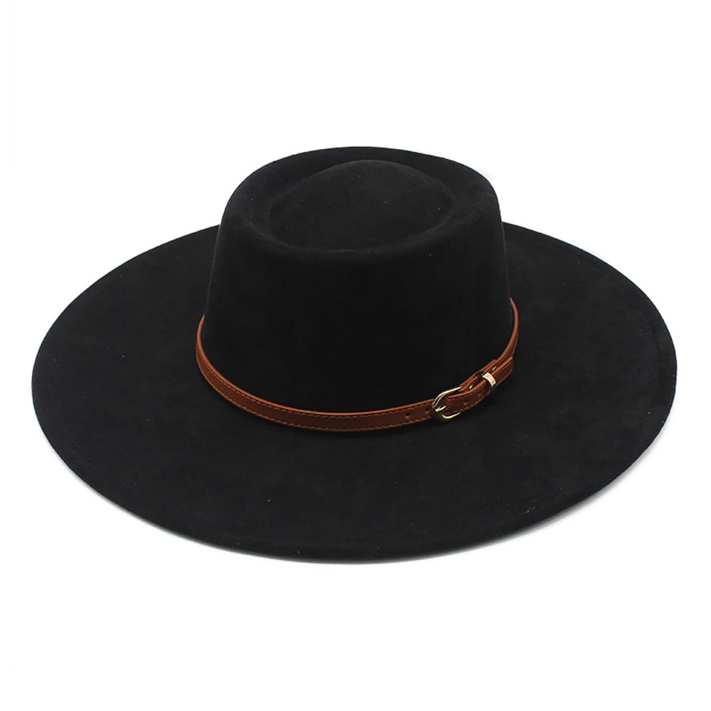 Men Women Felt Fedora Hat Stylish Decorative Belt Design Panama Hat Wide Brim Jazz Cap