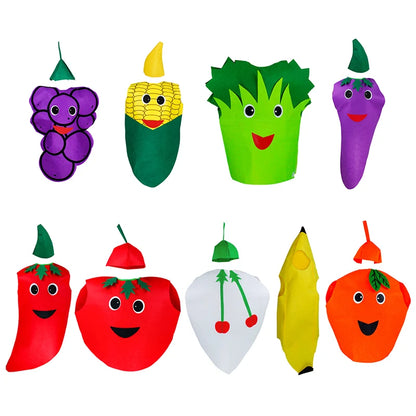 1Set Children Cosplay Fruit Veggie Costume Funny Holiday Party Cute Clothes Suit Children Performance Overclothes Stage Costume