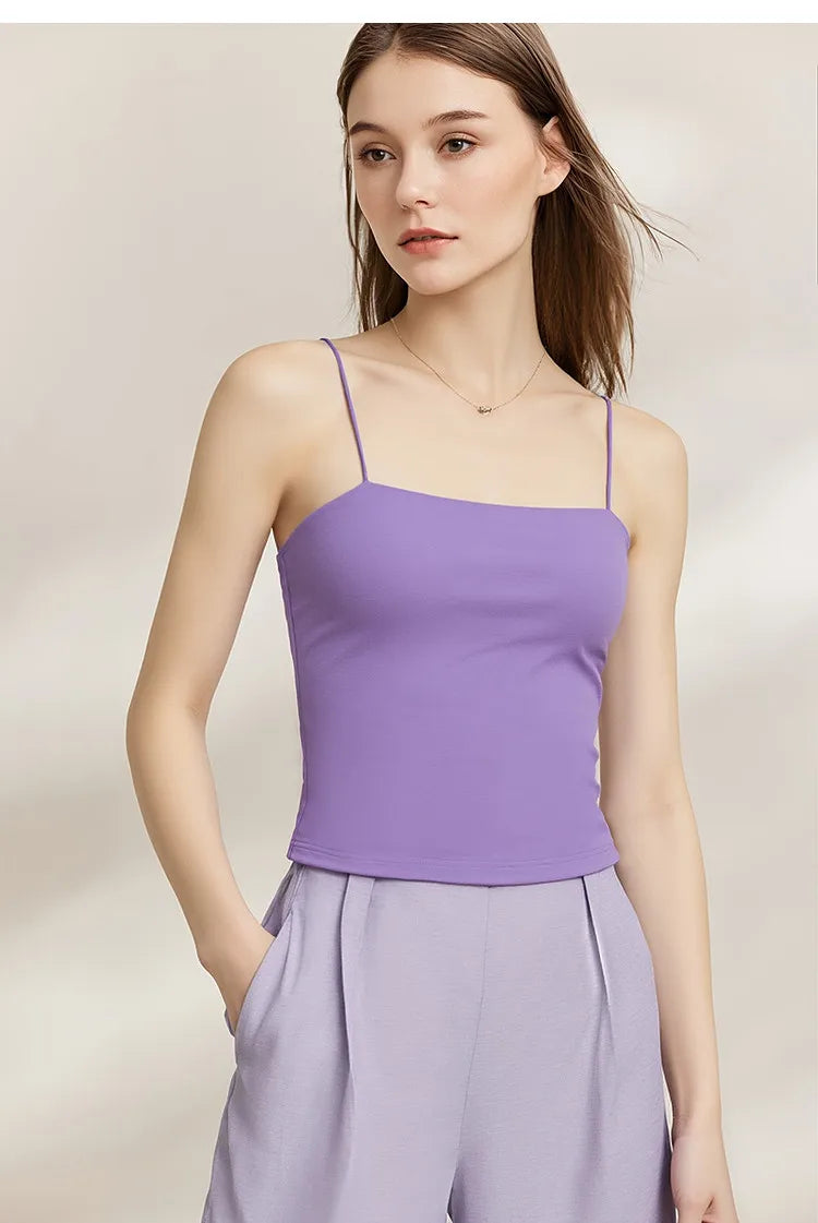 Women's Tank 2026 Summer Stretch Slim Fit Crop Knit Spaghetti Strap Top Casual Versatile Sleeveless Vest For Women 12622088