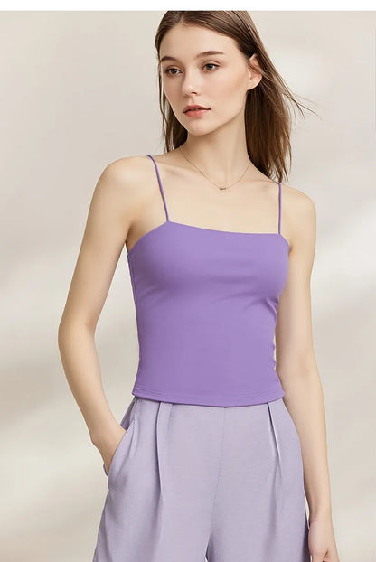 Women's Tank 2026 Summer Stretch Slim Fit Crop Knit Spaghetti Strap Top Casual Versatile Sleeveless Vest For Women 12622088