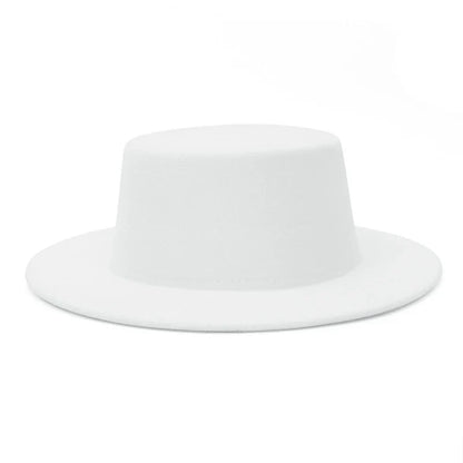 Elegant Wide Brim Fedora Hat for Women Men Flat Top Boater Hat Belt Buckle Fedoras Church Panama Hats