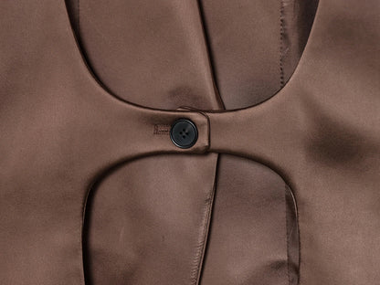 backless Satin Texture Blazers Women Fashion Autumn Winter Back hollow design Long Sleeve Single Buckle Suits Jacket coats