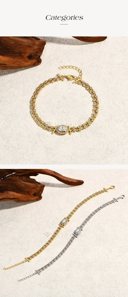 Oval Cut 1ct Moissanite Women’s Bracelets 925 Sterling Silver Adjustable Bracelet Top Quality Engagement Party Jewelry