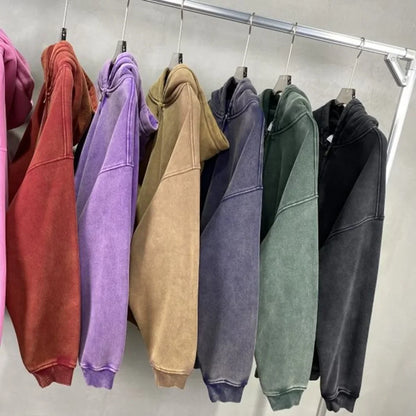 High Quality Luxury Apparel Street Wear Wholesale Euro US Size Spring Autum Full Up Zipper Washed Batik Dye Hoodie