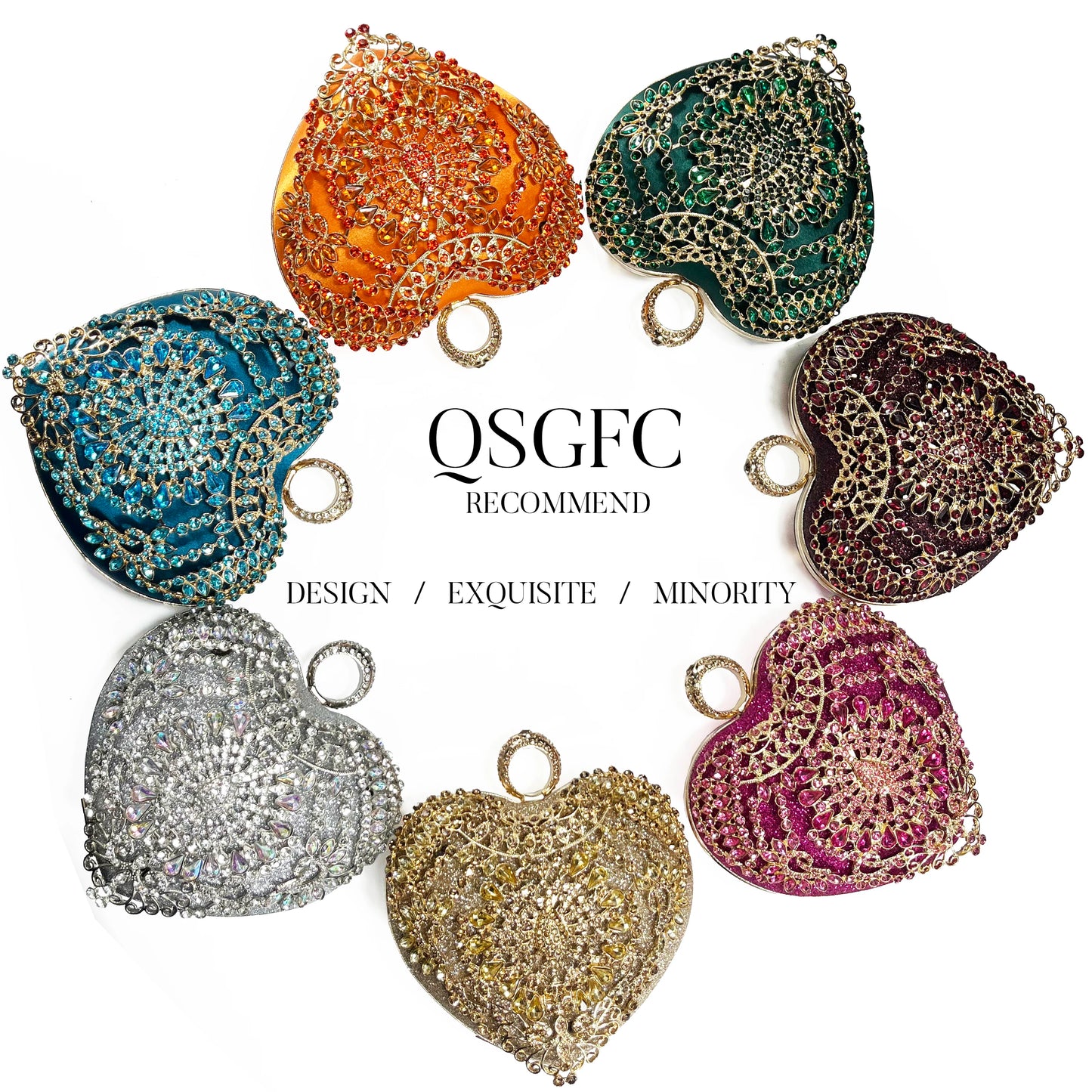 Italian Design Rhinestone-encrusted Sex Ladies Shoes And Special Bag High Heels And Heart Shape Gold Mini Bag