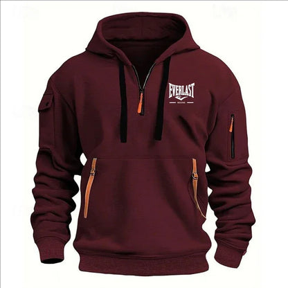Modo herfst en inverno herenmerkkleding ontwerp met mealous ritsen bedrukte moletom com capuz casual losse trui met capuchon