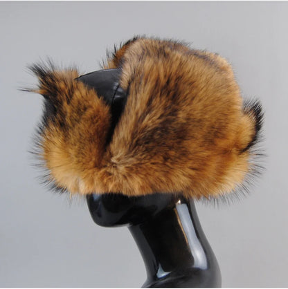 Winter Outdoor Windproof Ski Caps Warm Bomber Hat For Men Real Dog Fur Russian Leather Hat Ushanka Thick Warm Cap With Ear Flaps