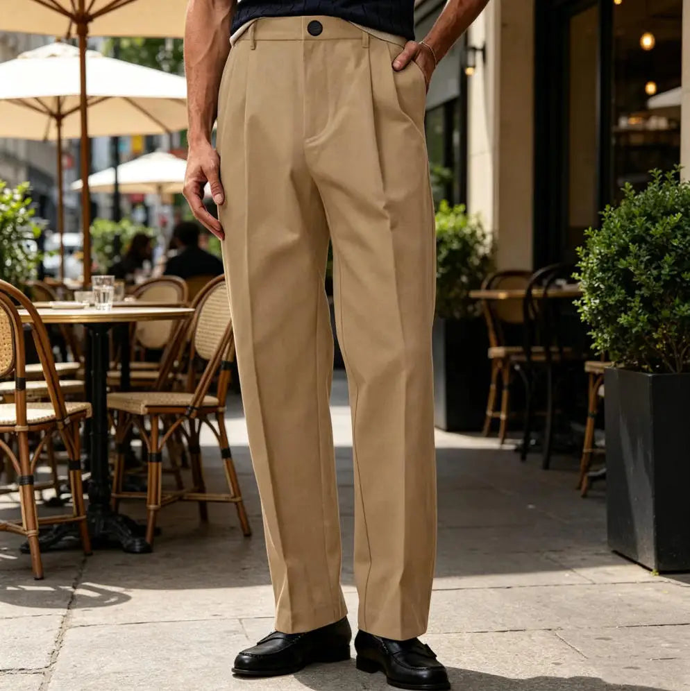 Men's Wide Leg Pants  Loose Fit Straight Leg Suit Trousers High Waist Pleated Business Office Formal Casual Men's Dress Pants