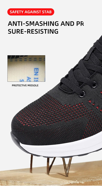 Lightweight Safety Shoes Women Men Air Cushion Work Sneakers Steel Toe Shoes Construction Safety Boots Anti-smash Work Shoes