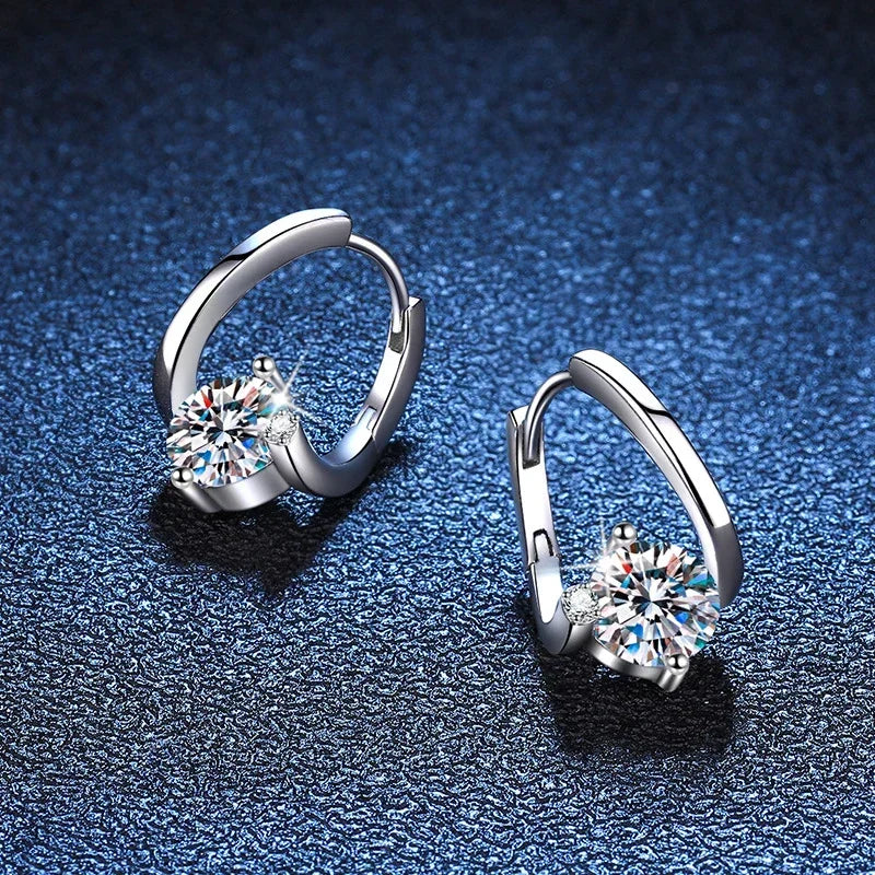 1 Carat Moissanite Earrings For Women 925 Sterling Silver Ear Stud Hoops Diamond  Engagement Wedding Fine Jewelry Gift