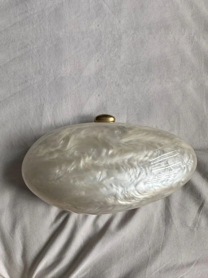 Egg Shell Clutch Bag Acrylic purse women wedding evening party cute ivory pearl color purse handbag summer new 2024