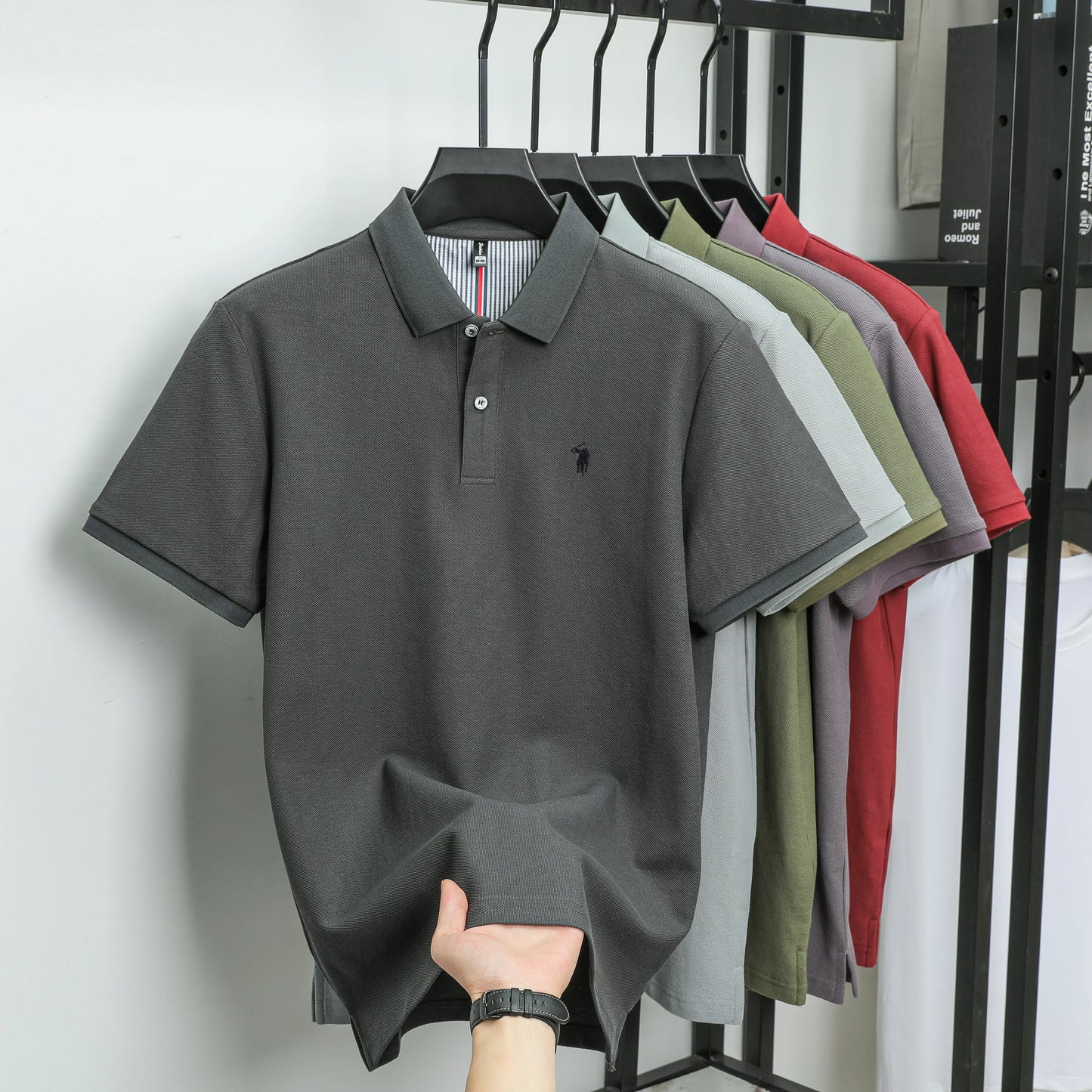 100%cotton luxury men's classic pony embroidery comfortable polo shirt fashionable summer new top breathable short sleeved shirt