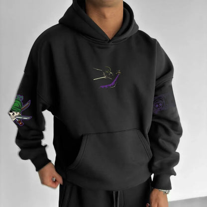 ONE PIECE Men's Hoodie Sweater Roronoa Zoro Japan Anime Summer Autumn Boys Children's Long Sleeve Fashion Parent-Child Wear