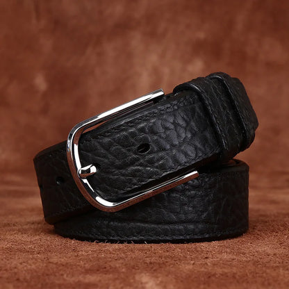 3.8CM Pure Cowhide Genuine Leather for Men High Quality Jeans Needle Buckle Belts Cowboy Waistband Male Fashion BusinessLuxury