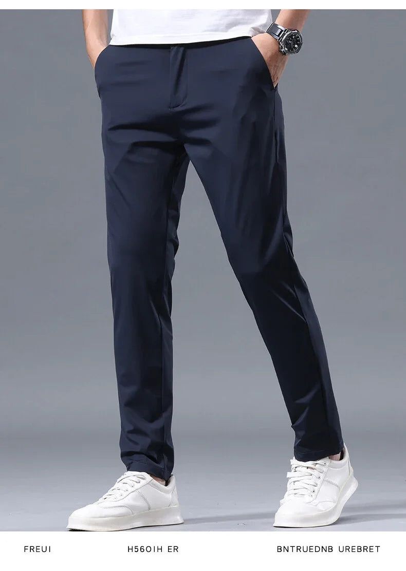Summer New Stretch Soft Suit Pants Men Thin Fashion Business Elastic Waist Korean Slim Brand Clothes Casual Formal Trousers Male