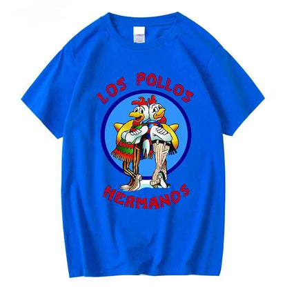 Men's Los Pollos Hermanos T-shirt 100% Cotton Breaking Bad LOS POLLOS Chicken Brothers Printed Yellow Funny Tshirt Male Shirts