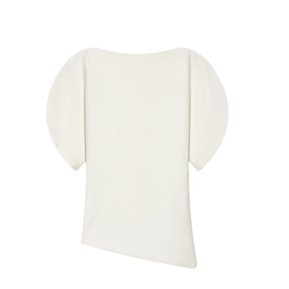 Spring Summer Women Casual Asymmetrical T-Shirts Fashion Solid Female O-Neck Short Puff Sleeve Blouse Lady Office Chic Tops