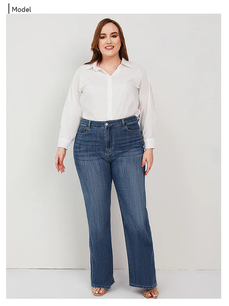 Plus Size Women Jeans Wide Leg Women Jeans Autumn Straight Lady Loose Large Size Jeans 175cms Lady Women Jeans 2023 Full Length