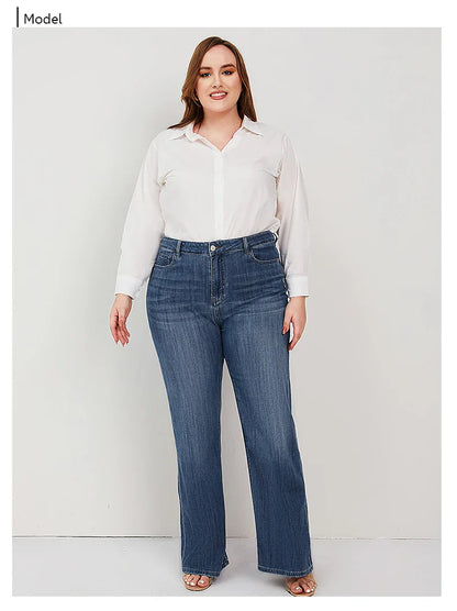 Plus Size Women Jeans Wide Leg Women Jeans Autumn Straight Lady Loose Large Size Jeans 175cms Lady Women Jeans 2023 Full Length