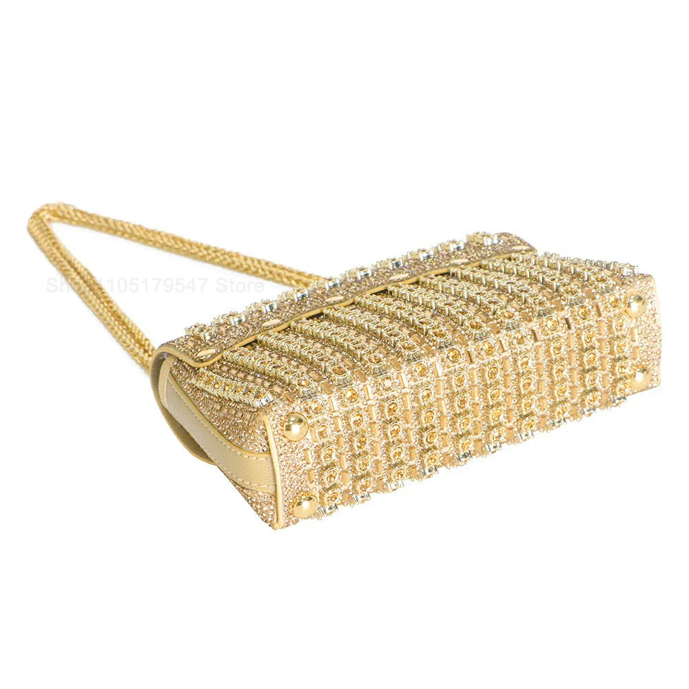 Multi-color Square Evening Bag Clutch Luxury Shoulder Bag Hand Armpit Chain Wedding Party Rhinestone Elegant Exquisite Handbag