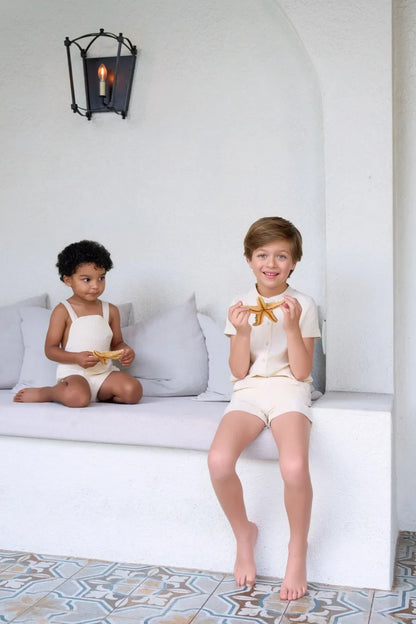 AS SS26 meadow collection pale yellow floral shabbos girls smocking dress pinstripe boys familly match clothes