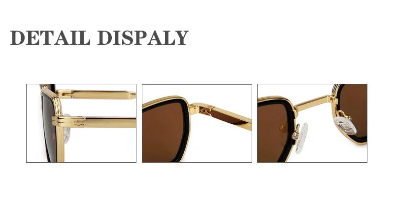 Vintage High-end Metal Steampunk Sunglasses Men Square Polarized Sun Glasses Women Stylish Retro Brand Shades Male Female UV400