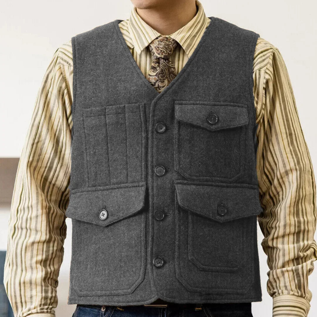 Men Vest Coffee Herringbone Single Button With Pocket Waistcoat For Wedding Banquet Business Work Office Daily Casual Men Vest