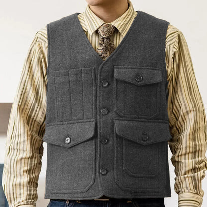 Men Vest Coffee Herringbone Single Button With Pocket Waistcoat For Wedding Banquet Business Work Office Daily Casual Men Vest