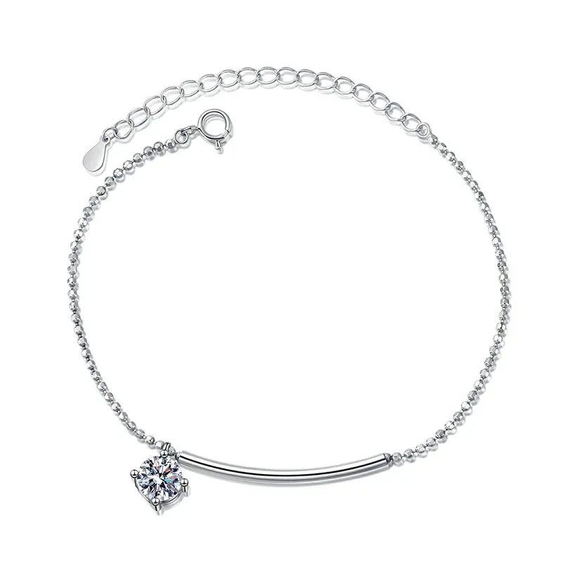 1CT Solitaire Moissanite Bracelets for Women D Color Simulated Diamond Bangles S925 Sterling Silver Jewelry Wedding Gift