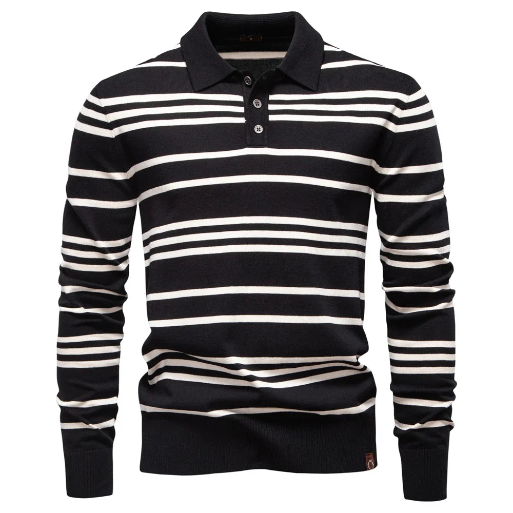 2025 Color Block Polo Men Striped Long Sleeve New Autumn Designer Social Business Premium T-shirts Male