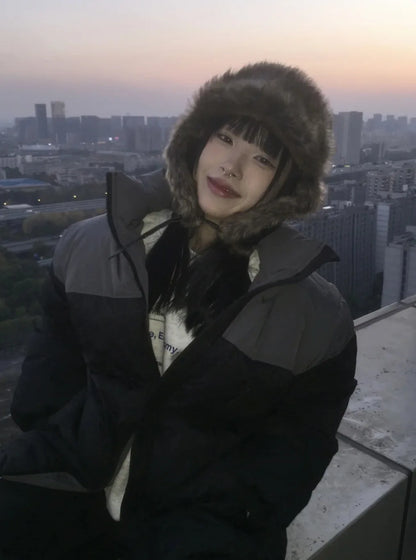 Korean Version Retro Plush Pilot Bomber Hats for Men and Women Ins 2023 Winter Thickened Warm PPU Leather Windproof Ski Caps