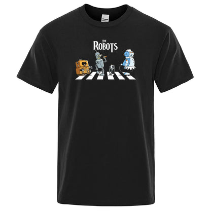 Hot Summer Cotton Men T Shirt Creative droids Printed T-Shirt robot shirt Boy Novelty Men's Short sleeve Tshirt Fashion Tops