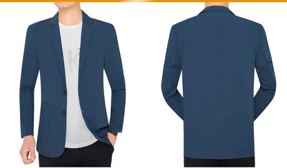 Brand Summer Men Blazers Gray Solid Color Thin Anti Wrinkle Quick Drying Soft Business Suit Blazer Jacket for Man