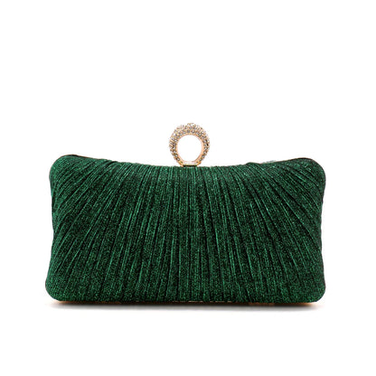 Valentine's Day Evening Bags Finger Ring Diamonds Clutch Ruched Fashion Prom Dinner Handbags With Chain Purse