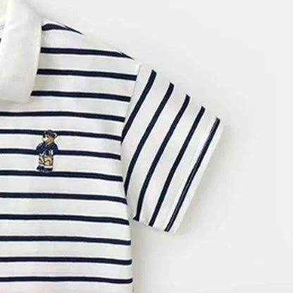 Boys' Short-Sleeved Suit New Children's Minimalist Polo Shirt+Matching Shorts Two-Piece Set Fashionable Clothing for Baby Boys
