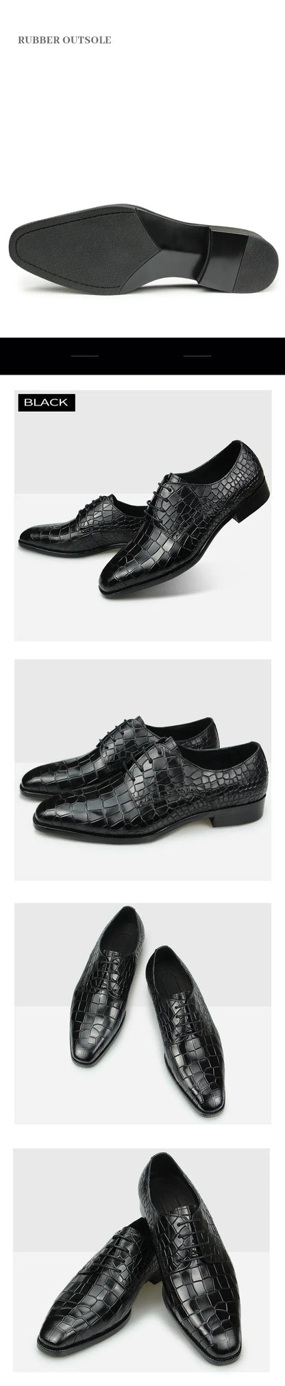 Top Grade Mens Genuine Leather Shoes Dress Party Shoes Men's Fashion Alligator Printing Luxury Zapatos De Hombre Genuine Leather