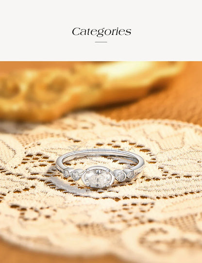 2026 New Simple Sparkling Oval Synthetic Moissanite Rings S925 Sterling Silver For Women Wedding Statement Fine Jewelry