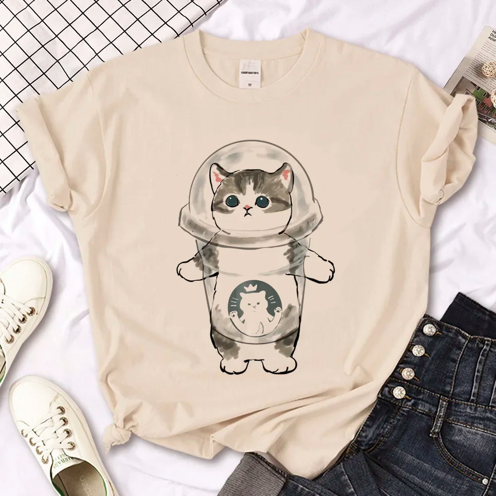 Cat top women streetwear summer anime t shirt girl y2k Japanese clothes