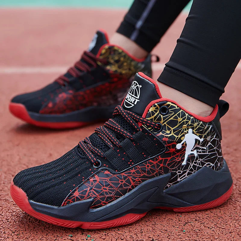 Classic Boys Basketball Shoes Kids Sneakers Fashion Tennis Kid Sport Shoes Outdoor Non-Slip Trainer Children School Basketball
